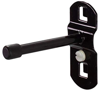 ADB Werkzeughalter Lochwand Haken Halter 25mm, 50mm, 100mm, 150mm mit geradem Hakenende, Länge:150 mm, Farbe (RAL):Tiefschwarz (RAL 9005)
