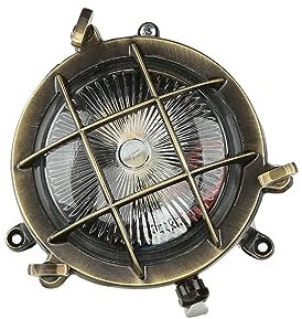 Licht-Erlebnisse Wandlampe Außen aus Messing Glas Antik IP44 Haus Tür Hof Ø14 cm G9 Maritime Schiffslampe Auenwandleuchte Garten SERIFOS