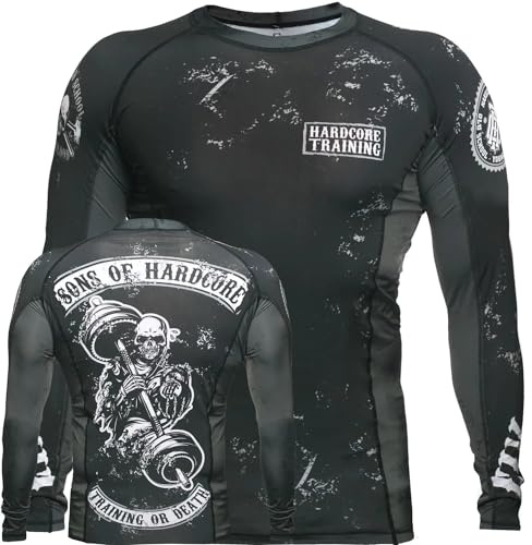 Hardcore Training Sons of Hardcore Rash Guard Men's Camisa de Compresión Hombre MMA BJJ Boxeo Fitness Grappling No Gi