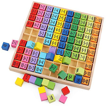 Heatigo 1x1 Zahlen Lernen für Grundschüler, Holzrechenbrett , Mathe Spielzeug, Bunte Holzspielzeug Würfe, Rechenbrett Rechnen, Mathematik Spiele, Kinder Lernspielzeug Geschenk