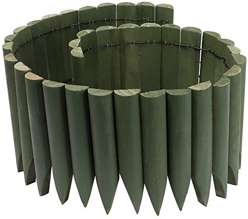 JonesHouseDeco Wooden Fence Edging Outdoor Garden Lawn Landscape Flexible Decorative Border Length 120cm x Height 20cm - Green K619A02