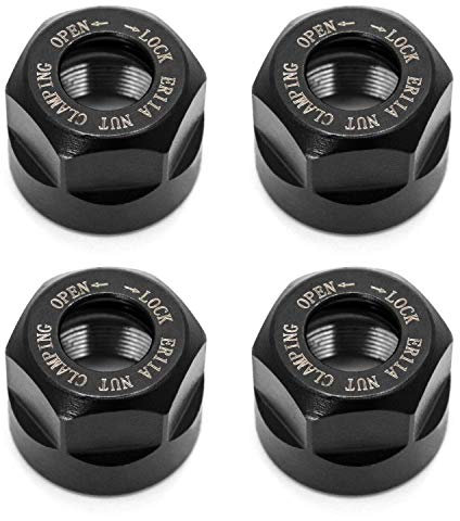 QWORK ER11-A Mandril Fresadora, Tuercas hexagonales para fresado torno herramienta, M14, 4 Pcs