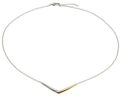 Boccia Damen Collier aus Titan in der Farbe Silber-Gold Poliert, Länge Variabel: 39,3cm + 41,8cm + 44,3cm, 08046-02