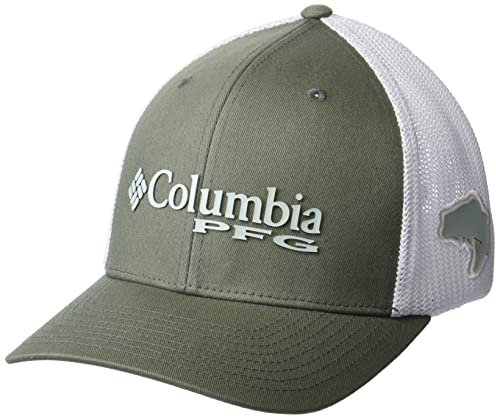 Columbia Unisex-Adult PFG Logo Mesh Ball Cap - High, Cypress, Cool Green, Bass, S/M