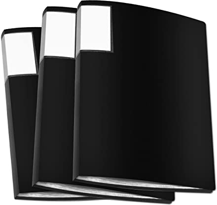 JIKIOU Präsentationsbuch, A4, 40 Taschen, säurefrei, Projektordner mit Kunststoffhüllen, Präsentationsmappe für Einzelpersonen, Schule, Büros, 3 Stück, schwarz
