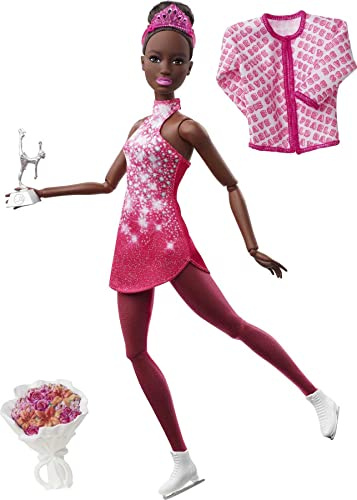 Barbie Tú Puedes Ser Deportes de Invierno Patinadora sobre Hielo Muñeca Profesiones con Accesorios de Juguete (Mattel HCN31)