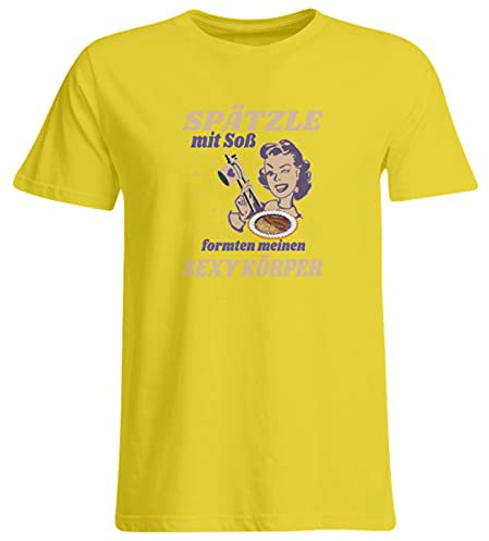 Spätzle avec sauce – Proverbes souabes – Cadeaux de souabe – T-shirt grande taille, or, XXXXXL