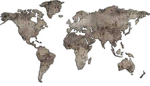 Giallobus - WELTKARTE - INDUSTRIELL - ZEMENT - MDF HOLZWANDDEKORATION - MODERNE GEMÄLDE BLEIBE - 190X105 CM