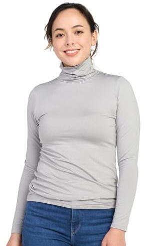 LAPASA Dampolotröja termoundertröja, insida av fleece, termiska underkläder, långärmad termoskjorta, funktionella underkläder, topp (L88 varm/L90 värmare), Ljusgrå (varm), XS