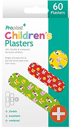 60 x Animal Children's Plasters Assorted Sizes Various Animals Prints Colours