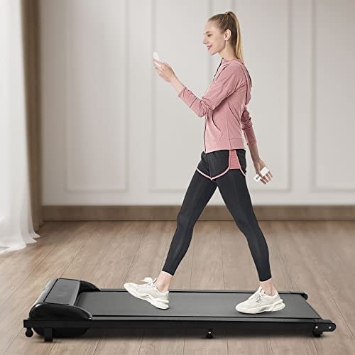 Laufband für Zuhause Walking Pad Laufband Schreibtisch Treadmill for Home mit Fernbedienung, 600W 1-8km/h Verstellbar für Lauftraining mit LED Bildschirm | EU Stock (Schwarz)