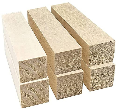 Peukerty 6 Stück Lindenholz-Schnitzblöcke für Holzanfänger, Schnitzerei, Hobby-Set, DIY-Schnitzerei,