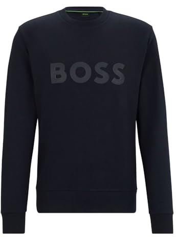 BOSS Herren Salbo Sweatshirt aus Stretch-Baumwolle mit Logo im Sandwich-Stil