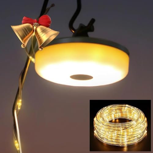 HAMLITE Camping Lichterkette: Außen Lichterkette Camping Aufrollbar 2-in-1, Wasserdichte Tragbare Aufrollbare lichterkette usb, Outdoor Lichterketten für Hof und Wandern, Weihnachts deko
