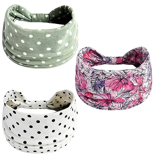 scicent Haarband 3 Stück Breite Stirnband Damen Cross Haarreif Damen Yoga haarbänder Verdreht Stirnbänder für Workout Laufen Wandern Make-up - 12915