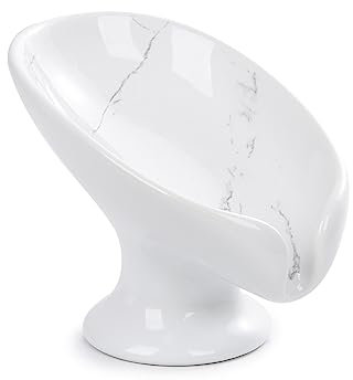 Small Soap Dish, Self Draining Bar Soap Holder for Bathroom Sink, Leaf Shaped Drainage Ceramic with Marble-Pattern Finish, Decorative Soap Dish, No Suction Cup, ANTIS'S HOME