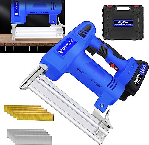 2 in 1 Nail Gun Brad Nailer/Stapler for Wood Upholstery Work, Handheld Electric Staple Gun with 500PCS Nail/Staple for Home Decoration, Leather, 80 Shots Per Minute, 100pcs Nail/Staple Capacity