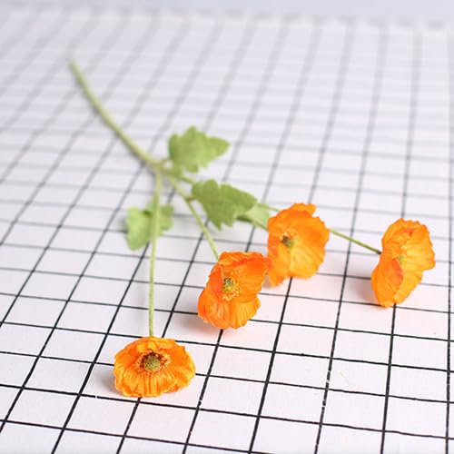 ZEYRU Simulierte Yu Beauty gefälschte Blume, westliche Chrysantheme, weiche Seidenblume, Hochzeitssaal-Blumenstrauß, technische Blume, 4 Blumen, Orange, 1 Stück