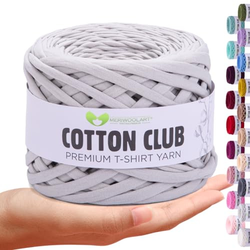 MeriWoolArt® Premium Baumwolle zum Häkeln und Makramee, 10 mm x 110 m Qualität Baumwollgarn, T-Shirt Garn für Handtasche, Teppiche, Pflanzenkörbe, Wurfkissen und Makramee-Wandbehang oder Geschenkband