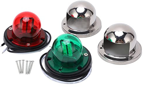 BOROCO LED Navigationslichter für Boote, Navigation Lights für Boats, 12V Wasserdichte Navigationsleuchte Edelstahl für Boot Marine Yacht (Rot Grün Bug)