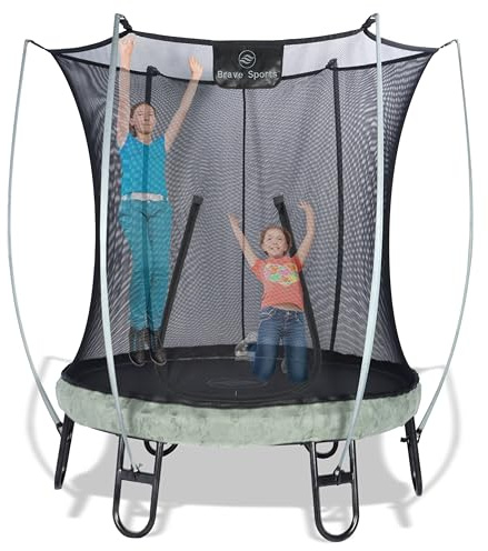 BRAVE SPORTS - Cama Elástica de Exterior para Niños y Adultos - Saltador Hecho en Acero Galvanizado - Red de Seguridad y Mayor Espacio de Salto - Trampolín Exterior para Jardín - 180 cm