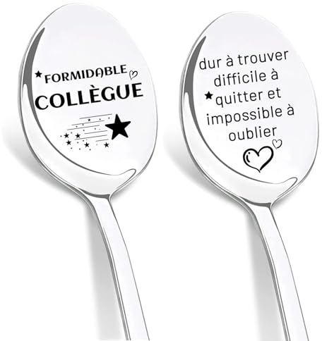 DIKARIYA Cadeau Collègue Anniversaire, Cadeaux Départ Collègue, Cuillère à Café Acier Inoxydable Cuillères Gravées au Laser, Idee Cadeau Collegue Original Cadeaux Anniversaire Collegue Nouveau Travail