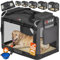 CADOCA® Hundebox faltbar Transportbox M 60x42x44cm robust atmungsaktiv Transporttasche Auto Rückbank Haustiertransportbox Hundetragetasche Anthrazit