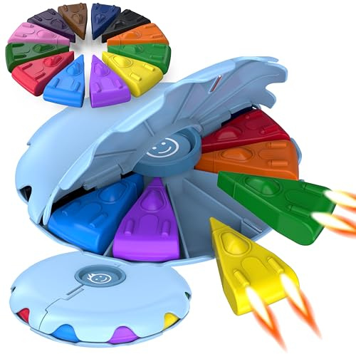 GERNEKIND® Wachsmalstifte SPACESHIP blau, 12 leuchtende Farben in magnetischer Klappbox, ungiftig und stabil.