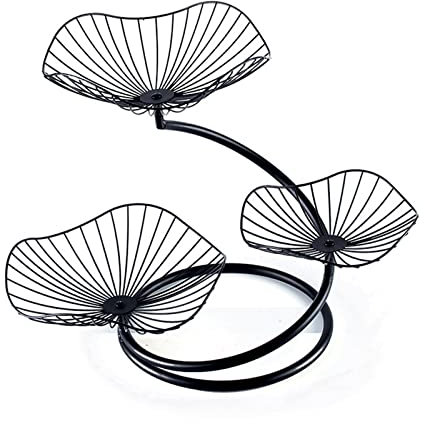 OQHAIR fruit tray Household Fruit Basket Vegetable Tray Three-layer Metal Wire Tray