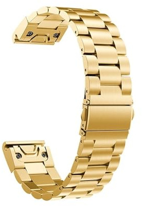 20 mm 22 mm 26 mm band i rostfritt stål for Garmin Fenix ​​8 7 Pro 7X 6 6X 5X 8X Plus Quick Fit Metal klockband(Gold,22mm Fenix 7 7 Pro)