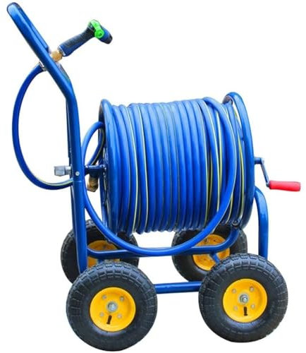 LULUMAIC Carro de Carrete de Manguera Carro de jardín de Hierro Resistente, Carro de Manguera portátil con Rodillos, Carro de Manguera de Agua para Exterior, Estante de Almacenamiento de tuberías de