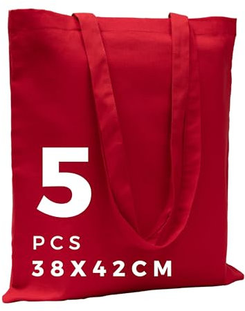 POLHIM® Hochwertige Stoffbeutel - Beutel für Wäsche, Sport, Shopping, Lebensmittel - Umweltfreundliche, Wiederverwendbare Jutebeutel -Unbedruckte 38 x 42 cm, 145 gr/m2, 5 Stück