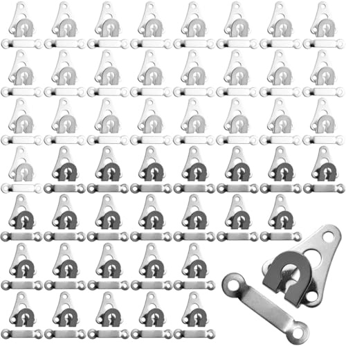 Paotxpum 50 Set Trouser Fasteners Hook and Bar Latch Sewing Silver Sewing Hooks and Eyes Fastenings Bar Sewing Eye Fastener Hidden Waist Cinching for Repairing Trousers Bra Dress Sewing DIY Crafting