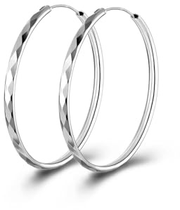 Creolen Silber 925 für Damen, Hypoallergen Groß Silber Creolen Leichte Ohrringe Silberne Creolen für Frauen 30/40/60mm