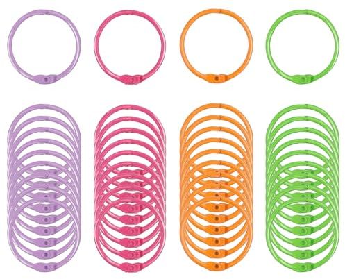 40PCS Metal Binder Book Rings, Colourful Ring Binder Clips for Flashcards, 30mm Loose Leaf Binder Rings, Flash Card Rings for Notebooks, Office & School Supplies