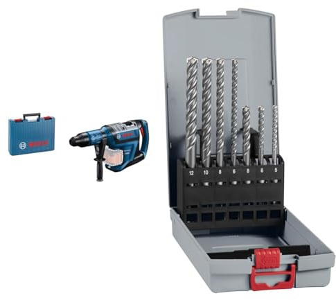 Bosch Professional 18V System BITURBO Cordless Rotary Hammer GBH 18V-45 C + 7X PRO SDS plus-5X Hammer Drill Bit Set (for Concrete, Lime and Sand Bricks, Ø 5-12 mm)