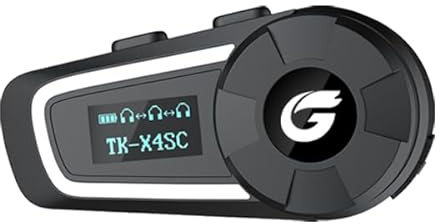 Zhongreat TK-X4SC Motorcycle Intercom, 6-Way Helmet Bluetooth Headset,Noise Cancellation Motorbike Headset,Music Sharing,FM Radio,IP67 Waterproof,Universal Pairing(1 Pack)