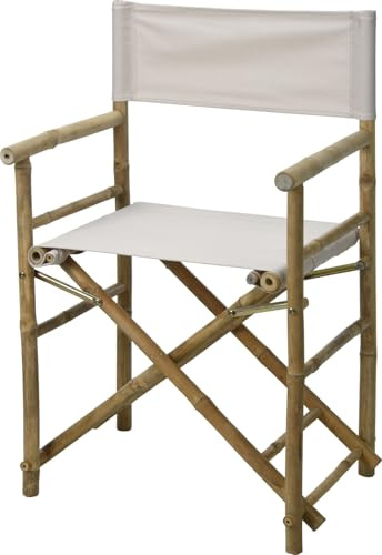 Muddy Hands Eco-Friendly Bamboo Director’s Chair – Folding Wooden Frame for Indoor/Outdoor Use – Garden, Camping, Fishing, and Pop-Up Events (1, White)