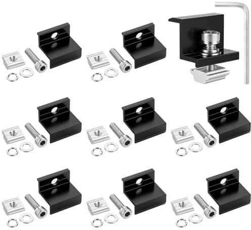 URAQT 8 Stück Solarmodul Klemmen, 30mm Solarmodul Halterung mit Inbusschlüssel, Aluminium PV Modul Endklemmen, Z Halter Befestigung Solarmodulhalter für Dächer Wände Boote Wohnmobile, etc