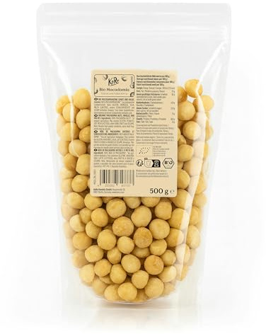 KoRo - Noci di macadamia biologici interi e spezzati 500 g - Non trattati e naturali - Aroma delicato e burroso - Sgusciati a mano