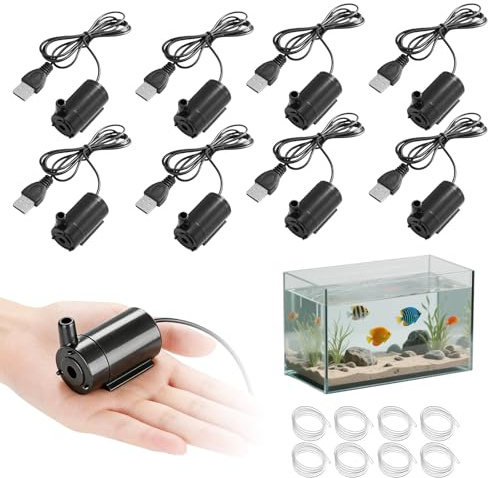 8 pezzi pompa dell'acqua per acquario, mini pompa per acqua USB, piccola pompa per motore, 3 V-5 V, mini pompa sommersa per acquario, pompa per giochi d'acqua, pompa per giardino, fontana per