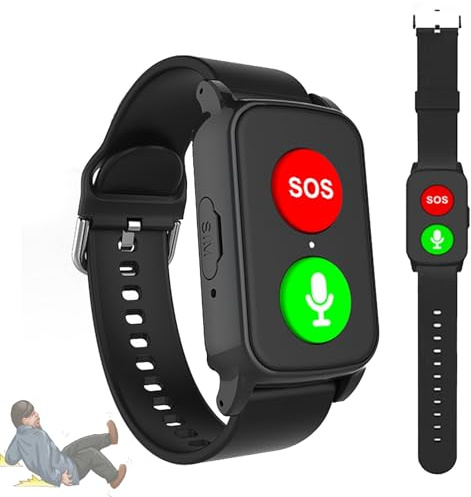 Montre Connectée Pour Seniors, Alerte De Chute Avec Fonction D'appel Et Appel Vidéo, Batterie De 600 MAh Et Précision De Localisation De 5 À 15 Mètres, Pour Patients Et Personnes Âgées.(Noir)