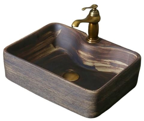 Lavandino quadrato da bagno – Elegante lavabo da appoggio per interni ed esterni – Perfetto per mobili da bagno – Design moderno durevole e facile da pulire