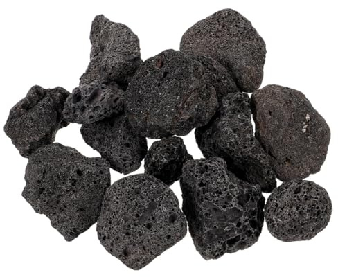 KOMBIUDA 1 Pack Roche Ignée Noire Naturelle à Structure Poreuse pour Décoration Aquarium et Jardin, Amélioration du Jardinage et Aménagement Paysager