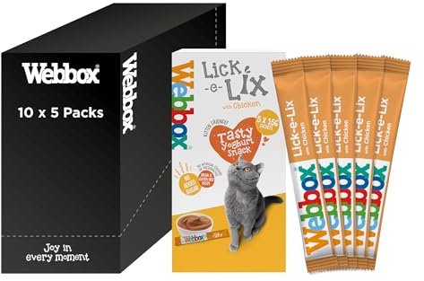 Webbox Lick-e-Lix Cat Treats, Chicken - Kitten Friendly, Grain and Gluten Free, No Artificial Preservatives or Colours (10 x 5 Packs)