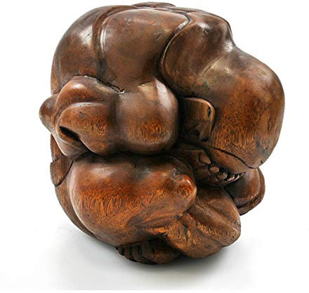 artigianale Buddha Pleureur XXL 25 cm. Statua Yogi che piange in legno.