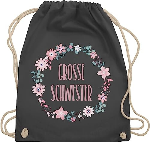 Shirtracer Turnbeutel Rucksack - Taschen - Große Schwester - Schwesterherz - Unisize - Dunkelgrau - geschenk für schweste geschenke geschwisterkinder schwestern sis beutel geschwistergeschenk grosse