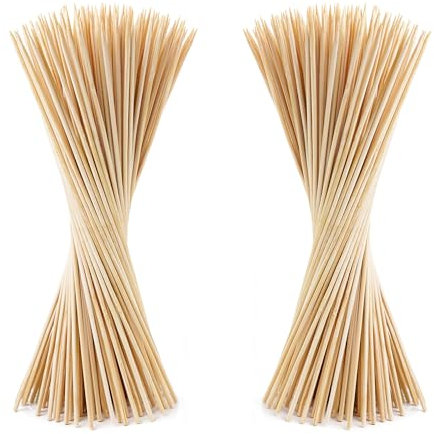 150 Bamboo Skewers 30cm in Length Wooden Skewers Sticks for BBQ, Cocktail, Shish Kabobs, Chocolate FountainParty Essentials