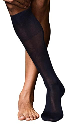 Intimitaly® 6 par långa herrstrumpor Skottland och kort tråd strumpor män eleganta långa herrstrumpor tillverkade i Italien Förstärkt Häl och tå Långa Strumpor Blå Svart Mode Kontor, Blå, 42-44 EU