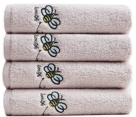 Nanxson 4er Baumwolle Handtücher Set Gedruckt Fingertipp Handtücher 30x30cm Baby Hand Badetuch Gästetücher MJ0004 (4 Handtuch (30x30cm), Grau)